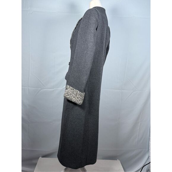 Vintage Harve Bernard Wool Shearling‎ Collar Long Over Coat Womens 10 Gray Union - Picture 8 of 16